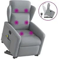 vidaXL Sta-op-massagestoel verstelbaar stof lichtgrijs