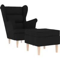 vidaXL Fauteuil met voetenbankje stof zwart