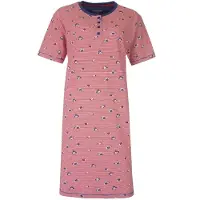 Irresistible Dames Nachthemd - Geprint dessin - Knoopjes - Blauw - Maat 3XL