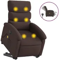 vidaXL Sta-op-massagestoel elektrisch verstelbaar stof donkerbruin