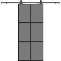 vidaXL Schuifdeur met beslagset 90x205 cm gehard glas zwart