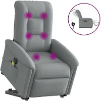 vidaXL Sta-op-massagestoel elektrisch verstelbaar stof lichtgrijs
