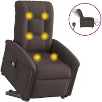 vidaXL Sta-op-massagestoel elektrisch verstelbaar stof donkerbruin