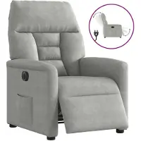 vidaXL Fauteuil verstelbaar elektrisch microvezelstof lichtgrijs