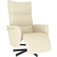 vidaXL Fauteuil verstelbaar met voetensteun kunstleer crèmekleurig