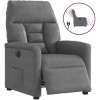 vidaXL Fauteuil verstelbaar elektrisch microvezelstof donkergrijs