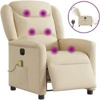 vidaXL Massagestoel elektrisch verstelbaar stof crèmekleurig