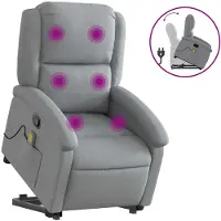 vidaXL Sta-op-massagestoel verstelbaar stof lichtgrijs