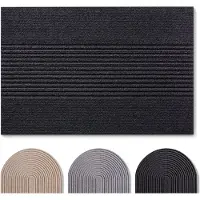 Blumtal Japandi Deurmat - Anti-slip - Polyester 90 x 150 cm - Antraciet - Gestreept