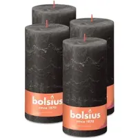 Bolsius 4 stuks antraciet rustiek stompkaarsen 200/100 (125 uur) Eco Shine Stormy Grey