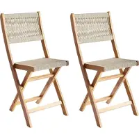 Beliani PROSSEDI - Set van 2 tuinstoelen - Beige - Acaciahout