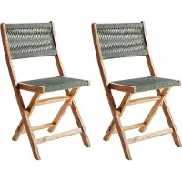 Beliani PROSSEDI - Set van 2 tuinstoelen - Groen - Acaciahout