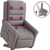 vidaXL Sta-op-massagestoel verstelbaar stof taupe