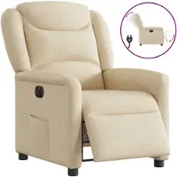 vidaXL Fauteuil verstelbaar elektrisch stof crèmekleurig