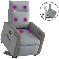 vidaXL Sta-op-massagestoel verstelbaar stof lichtgrijs