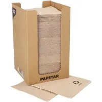 Papstar 100 Servetten, 2-laags PUNTO 1/4 vouw 20 cm x 20 cm natuur van gerecycled papier, in dispenserdoos