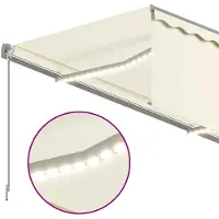 vidaXL Luifel handmatig uittrekbaar met rolgordijn LED 3x2,5 m crème