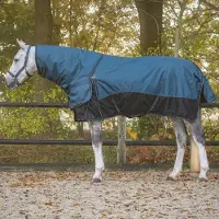 QHP Regendeken 150gram met afneembare hals Mystic blue Buitendeken