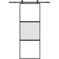 vidaXL Schuifdeur met beslag 76x205 cm gehard glas en aluminium