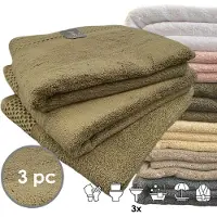 ISleep Deluxe Handdoek - 3 Stuks - 60x110 cm - Olijf Groen
