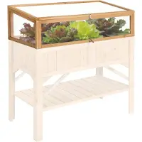 TecTake - Houten kweekbak - opzetstuk - broeikas - kan i.c.m. hoge plantenbak - bescherming tegen weer en wind- 115 x 53 x 34 cm,