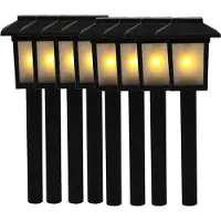Benson Tuinlamp prikspot - 8x - solar - vlam effect 34,5 cm - sfeervolle tuinverlichting - prikker / lantaarn