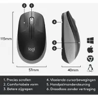 Logitech M190 - Muis - EMEA / MID GREY