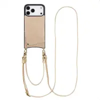 Selencia Nova Croco Telefoonhoes met Koord en Pashouder voor de Apple iPhone 17 Pro Max - Beige
