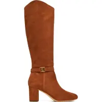 Ralph Lauren Dames Kellie hoge laarzen in suède met bruine hak (38), Leer, 5 tot 8 cm, Ritssluiting, Casual 802967843002