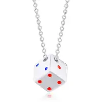 LGT JWLS LGT Jewels heren ketting Edelstaal Geluk Dobbelsteen Zilverkleurig