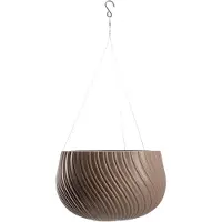 Kadax Hangpot, bloemenhanger met ketting en haak, hangplantenpot voor rankbloemen, plantenbak met inzetstuk, plantenbescherming voor binnen en buiten (diameter 32 cm, bruin)