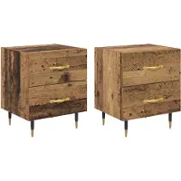 vidaXL Nachtkastje 2 st Oudhout 40 x 35 x 47,5 cm Bewerkt hout