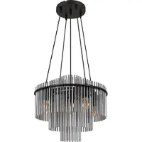 Globo Hanglamp Ø 50cm Gorley zwart met smoke glas staafjes