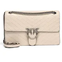 Pinko Schoudertas 'Love One' lichtbeige / zilver