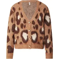 ONLY Gebreid vest 'ONLEDELIE' bruin / lichtbruin / wit