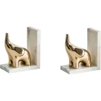 Beliani KOTEZI - Set van 2 boekensteunen - Wit/Goud - Marmer