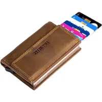 Figuretta Heren Creditcardhouder van Echt Leer – RFID Portemonnee met Ruimte voor Pasjes, Contant Geld en Munten – Hunter Bruin