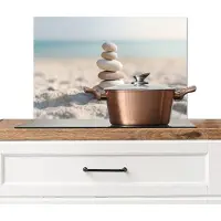 KitchenYeah Spatscherm keuken 60x40 cm - Kookplaat achterwand Stenen - Stapel - Zand - Zee - Muurbeschermer - Spatwand fornuis - Hoogwaardig aluminium
