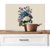 KitchenYeah Spatscherm keuken 90x60 cm - Kookplaat achterwand Bloemen - Gedetailleerd - Rust - Realistisch - Muurbeschermer - Spatwand fornuis - Hoogwaardig aluminium