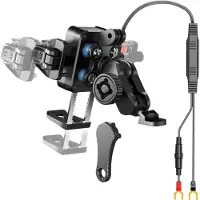 Phreeze Telefoonhouder Motor - Draadloos Opladen 15W - Spiegelmontage - Actieve Schokdemper - Met 12V USB-C Oplader - Anti-Diefstal - Waterdicht - Universeel - Zwart