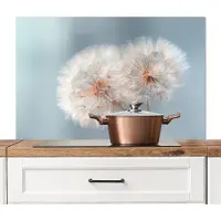 KitchenYeah Spatscherm keuken 100x65 cm - Kookplaat achterwand Paardenbloemen - Pluisjes - Wit - Muurbeschermer - Spatwand fornuis - Hoogwaardig aluminium