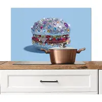 KitchenYeah Spatscherm keuken 80x55 cm - Kookplaat achterwand Glitters - Hamburger - Blauw - Muurbeschermer - Spatwand fornuis - Hoogwaardig aluminium