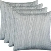 BOG 4-Delige Set Outdoor Kussens 45X45 Cm - Waterafstotend & Weerbestendig - Sier- En Tuinkussens Met Bies In Honingraatstructuur - Decoratieve Bankkussens Voor Balkon & Terras - Lichtgrijs