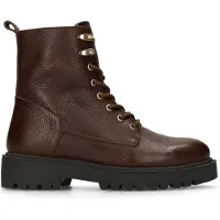 Manfield Bruine leren veterboots | Maat 40