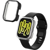 Kwmobile 2x kunststof horloge rand bescherming geschikt voor Xiaomi Redmi Watch 5 Active Beschermhoes - Glitter beschermhoesje transparant / zwart