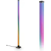 B.K.Licht BRILONER Flash – RGB IC Vloerlamp – dimbaar – met afstandsbediening – dynamische kleurverandering & neutraal witte lichtkleur – muziekfunctie – zwarte staande lamp – gekleurd licht - h: 150 cm