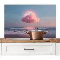 KitchenYeah Spatscherm keuken 100x65 cm - Kookplaat achterwand Wolk - Regenboog - Zee - Muurbeschermer - Spatwand fornuis - Hoogwaardig aluminium