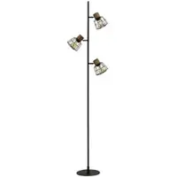 Meet by Paperflow Happy sw vloerlamp metaal, H 1650 mm, 3×E27 fitting, voetschakelaar, richtbare kop, zwart/acacia