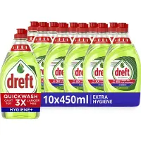 Dreft Quickwash Extra Hygiëne Vloeibaar Afwasmiddel - 10 x 450 ml