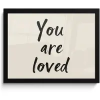 PosterMonkey Poster in lijst - Fotolijst 40x30 cm - Posters - Minimalistisch - Beige - Love - Posterlijst zwart - Decoratie - Wanddecoratie woonkamer - Muurdecoratie slaapkamer